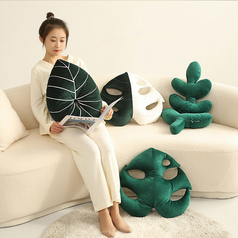 Soft Leafy Plush Cushion