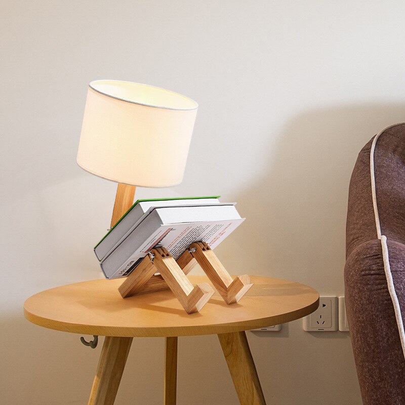 Wooden Robot Shape Lamp