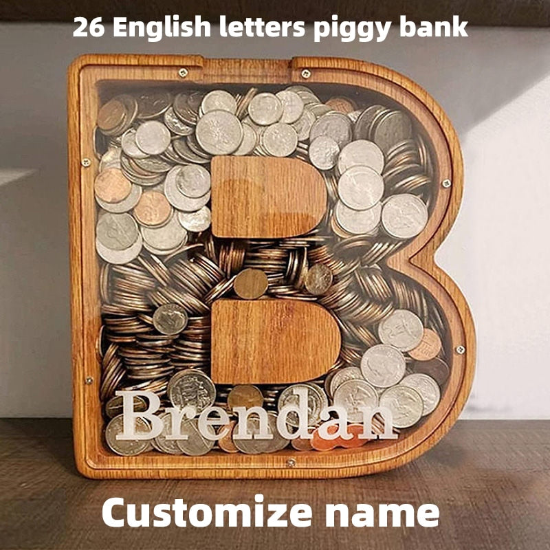 Alphabetic Wooden Saving Jar