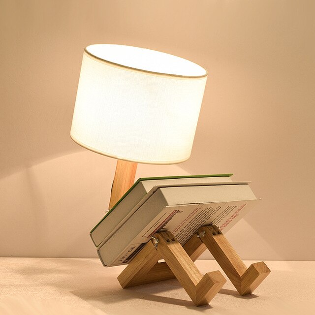 Wooden Robot Shape Lamp