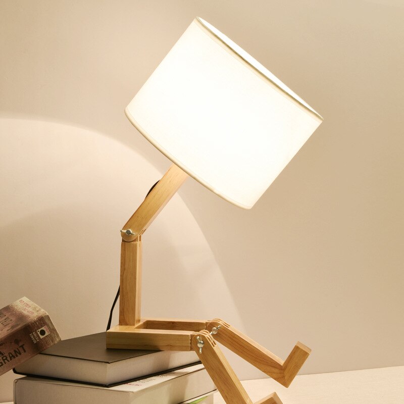 Wooden Robot Shape Lamp